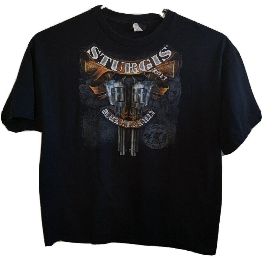 Mens STURGIS Black Hills Rally 2017 Black T Shirt Sz 2XL